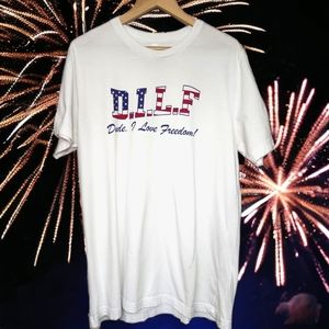 Dude I Love Freedom Men's USA White Short Sleeve Tee Size XL
